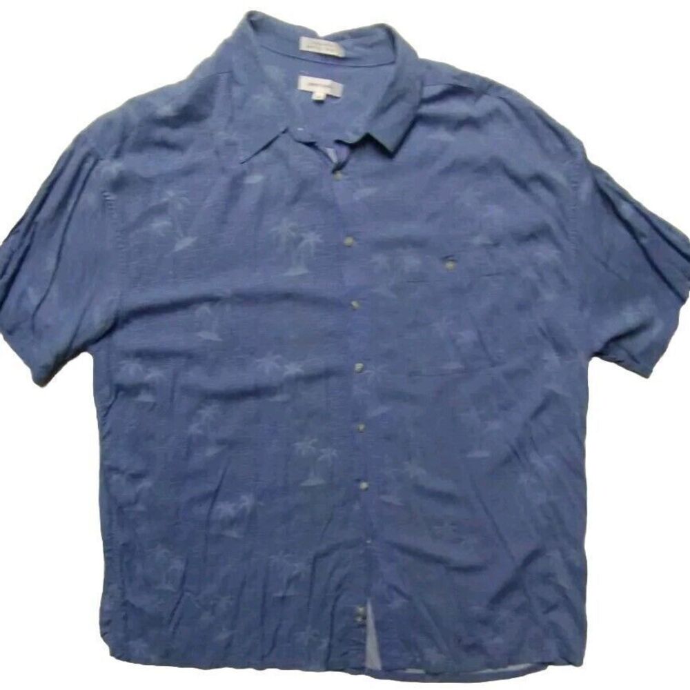Pierre‎ Cardin Rayon Shirt Palm Tree Print Button Up Casual 3X